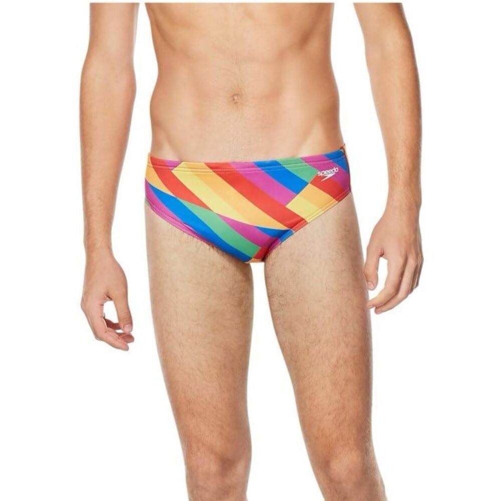 Speedo Men’s Endurance+ Swimsuit Briefs Rainbow Pride LGBTQ+ Swimwear size 32